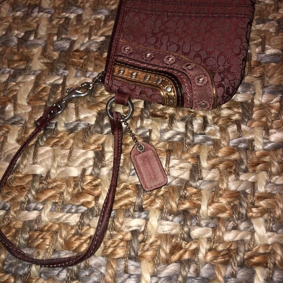 Coach Burgundy Canvas Soho Wristlet - Picture 7 of 12
